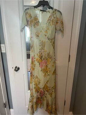 Abercrombie Floral V-Neck Maxi Dress in Pastel Green (size M)